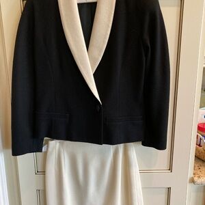 Ellen Tracy Wool Black & White Wool 2 PC Petite Suit